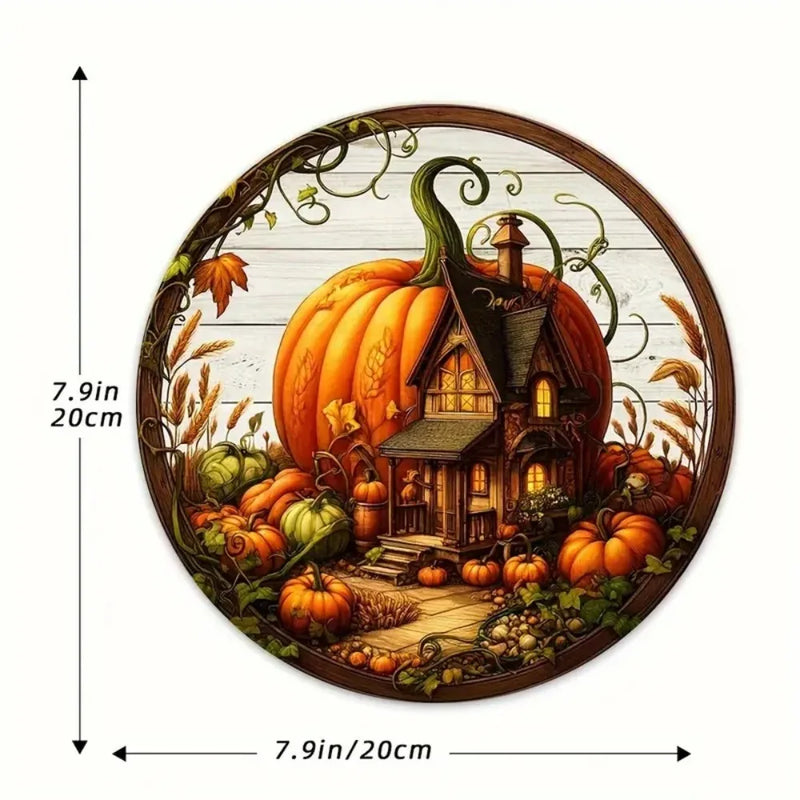 Holzschild AutumnHarvest | Runder Willkommenskranz | Handgefertigte Herbst-Deko | Ø 20 cm