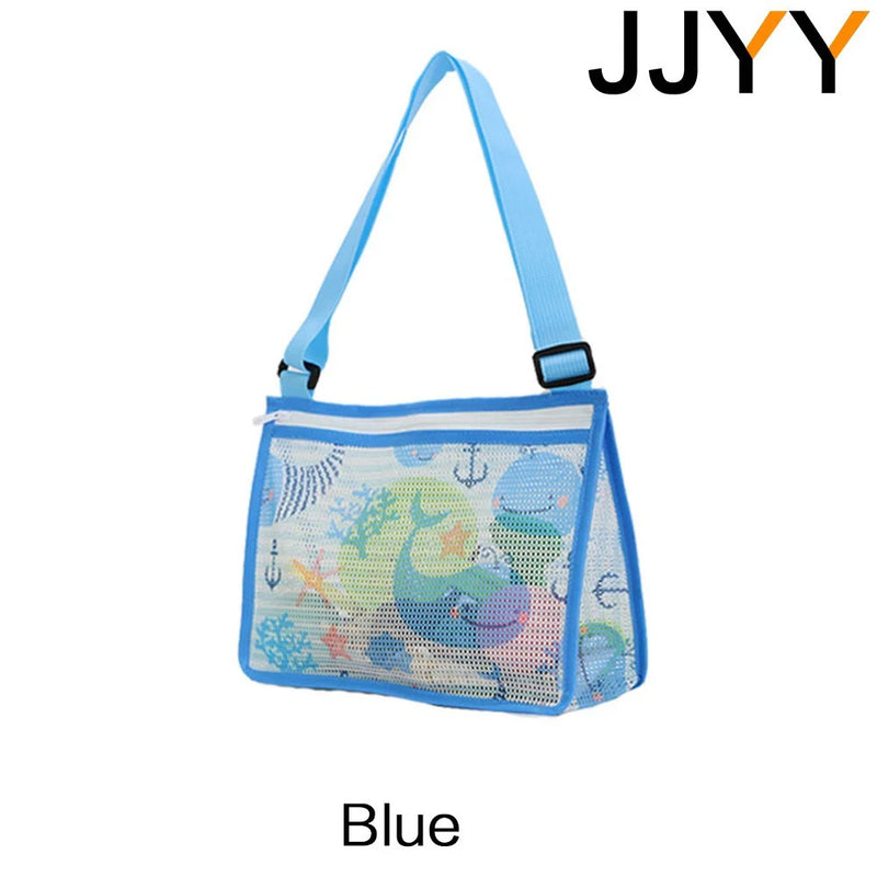 Strandolino Kids Faltbare Strandtasche für Kinder | Mesh-Tasche für Muscheln & Spielzeug | Verstellbarer Tragegurt & Reißverschluss – 25×20×10 cm