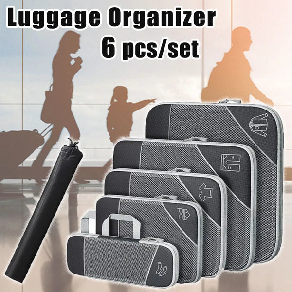 PackEase Reise-Organizer Set | 6-teilig | Komprimierbare Koffer-Taschen | Wasserdicht & Platzsparend