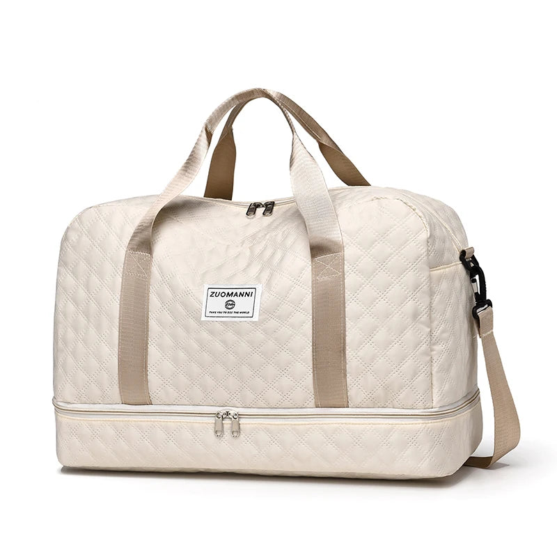 Raumio TravelFlex Leichte Reisetasche mit Rautenmuster | Große Sport- & Wochenendtasche mit Schuhfach & Nassfach | Handgepäcktauglich & faltbar