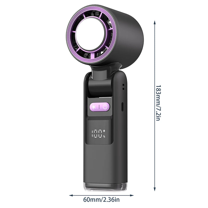 CoolioX Mini Handventilator | 100 Windstufen & Digitalanzeige | Faltbar & USB-Aufladbar | 4000 mAh Akku