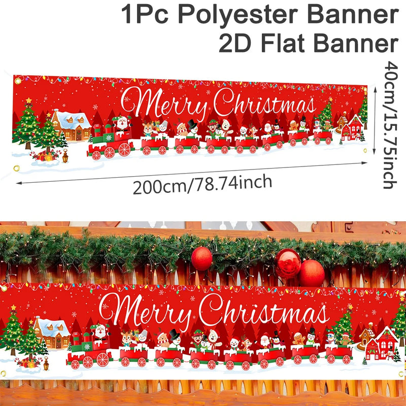 FestiJoy Weihnachts-Banner | Merry Christmas & Happy New Year 2025/2026 | Outdoor & Indoor Deko | Wetterfest & Wiederverwendbar