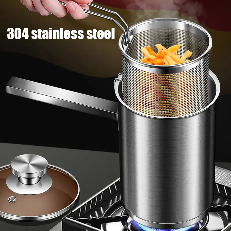 Frittier-Topf Kujira ProFry | Edelstahl-Topf mit Sieb & Deckel | Für Tempura, Pommes, Pasta & mehr | Ø ca. 24 cm