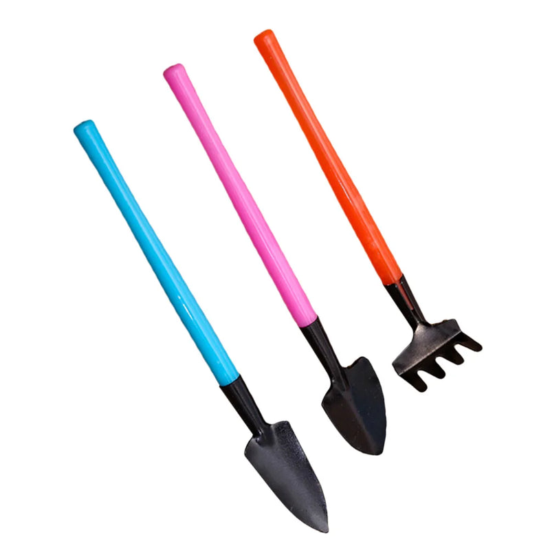 Florinita 3-teiliges Mini-Gartenwerkzeug-Set | Handspaten, Rechen & Schaufel | Für Zimmerpflanzen & Bonsai | 22 cm Länge