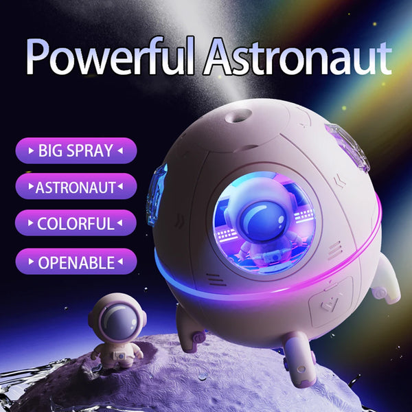 AstroMist Luftbefeuchter | Astronaut & Raumkapsel Design | LED Stimmungslicht | 220 ml | 11 × 11 × 11,9 cm