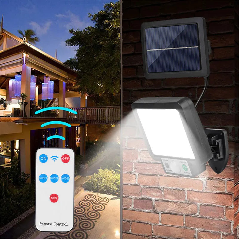 SolantriX Solar Wandleuchte mit Bewegungsmelder & abgesetztem Solarpanel | 72 COB LEDs | 3 Leuchtmodi | IP65 Wasserdicht | Für Garten & Einfahrt