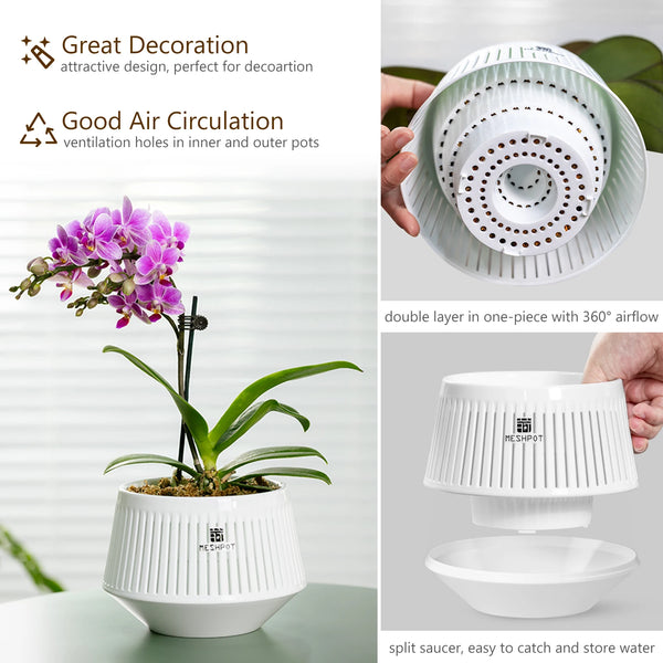 Aëria Orchid Pot | Belüfteter Pflanztopf mit Drainagelöchern | 12 cm | Robustes PP-Material für Indoor & Outdoor