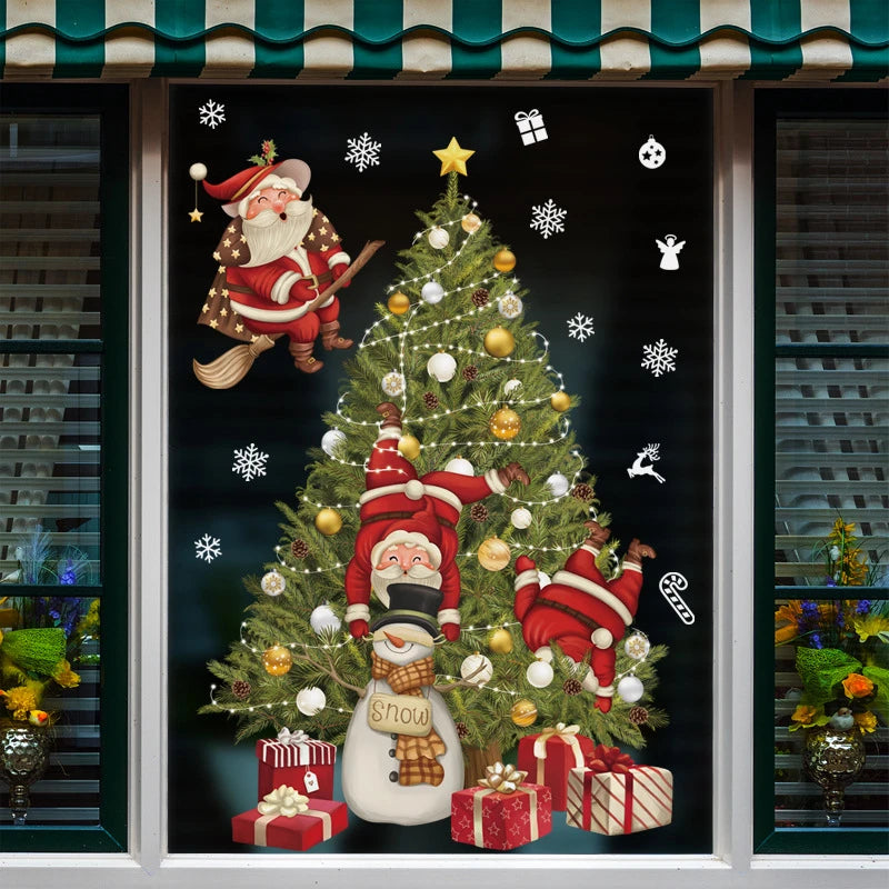 LumiFrost | Weihnachtsfensteraufkleber 2025 | Weihnachtsmann & Tannenbaum | Abnehmbare Fenstersticker für Glas & Wände | Festliche Deko für Weihnachten & Neujahr