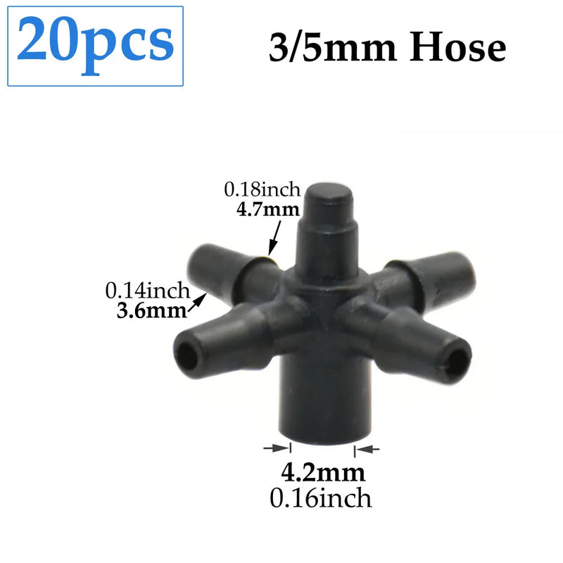 IRRIFLEX Kreuz-Verbinder | 2-Wege-Pfeilanschluss | Für 3 mm & 5 mm Schläuche | Tropfbewässerungssysteme
