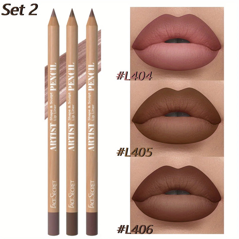 3er-Set Lippenkonturenstift & Lippenstift Velvéra Kiss | Matt & Wasserfest | Langanhaltend | Samt-Finish | Perfekt als Geschenk