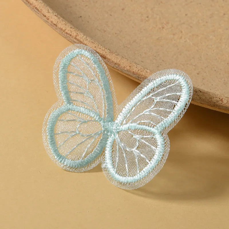 Bestickte Schmetterlings-Applikationen ColorWing | 20 Stück | 4,5 x 4 cm | Bunte Netzoptik | Zum Aufnähen