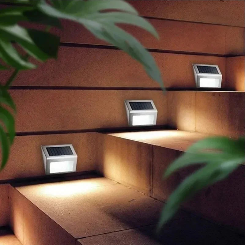 Lunettra Solar Stufenlicht Edelstahl | 3 LEDs | IP45 Wasserdicht | Umweltfreundlich & Korrosionsbeständig | Für Garten, Zaun & Wand