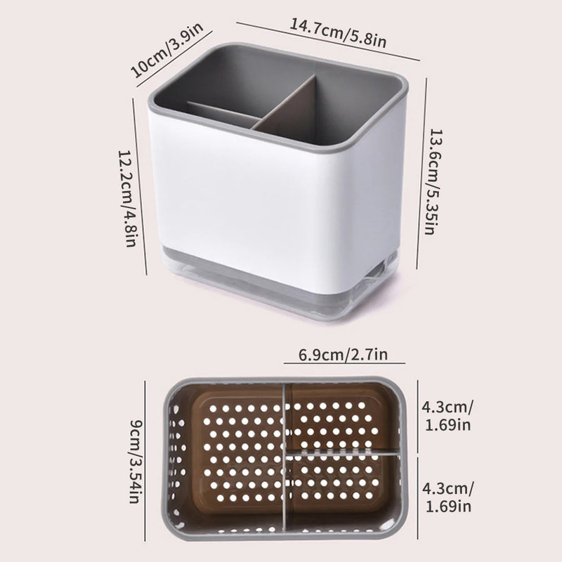 EcoDrain Organizer Multifunktionaler Besteckhalter mit Abtropffunktion | Küchen-Organizer für Löffel, Gabeln & Stäbchen | 12 × 8 × 14 cm