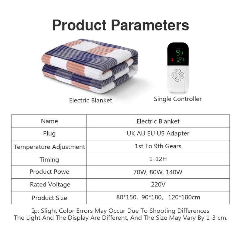 Elektrische Wärmeunterdecke | 220V mit Intelligenter Temperatursteuerung | Weiches Heizbettlaken für Winter & Büro | ThermaLoom