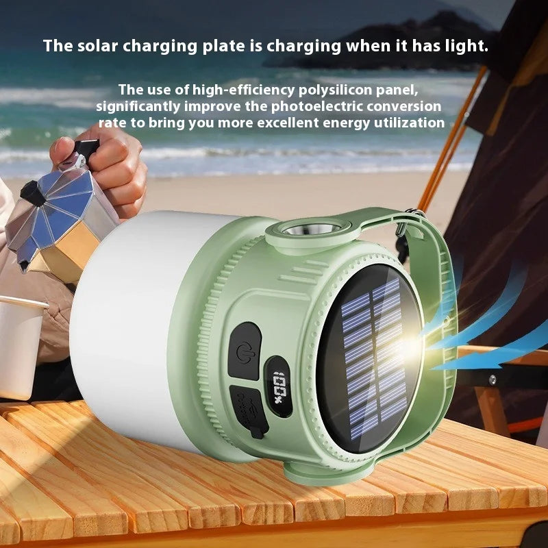 Luminatra Solar LED Campinglampe | Wiederaufladbar & Wasserdicht | 6 Lichtmodi | Für Outdoor, Notfälle & Reisen