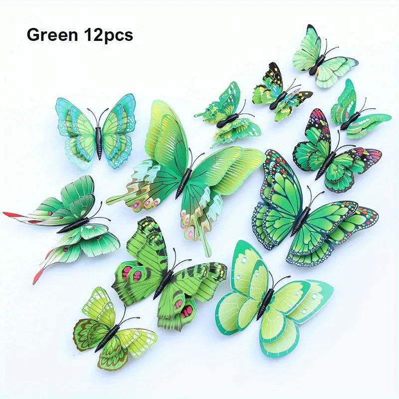 3D Schmetterlings-Wandsticker Flutura DecoWings | 12-teiliges Set in Doppel-Lagen-Optik | Für Kinderzimmer, Wohnzimmer, Hochzeit & DIY-Deko