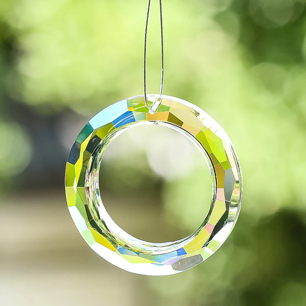 Kristall-Suncatcher LumiRing 50 | Ø 50 cm | Glas-Prisma für Fenster, Garten & Deko | Regenbogenfänger für Lichtspiele