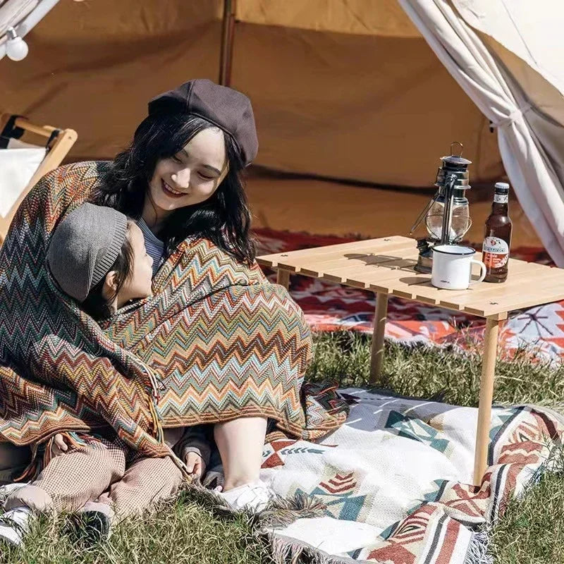 BohoLoom | Geometrische Boho-Decke | Azteken-Design | Sofaüberwurf & Wandteppich