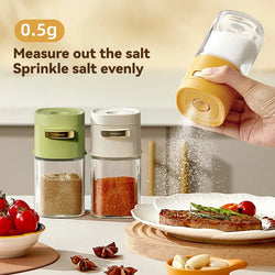 Gewürzglas Dosario | 180 ml Glasbehälter mit Druckspender | Salz- & Gewürz-Dosierer | Luftdicht & Stilvoll