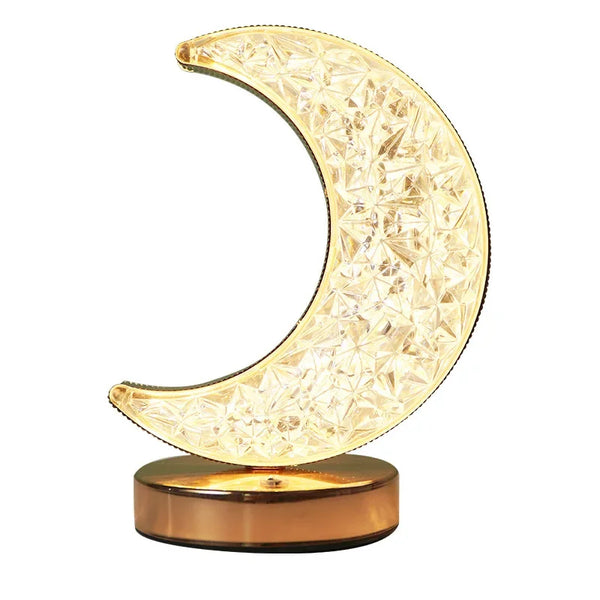 LunivaGlow Kristall Nachtlicht Touch | Dimmbare 3D Mondlampe | USB Tischlampe | Für Schlafzimmer & Dekoration