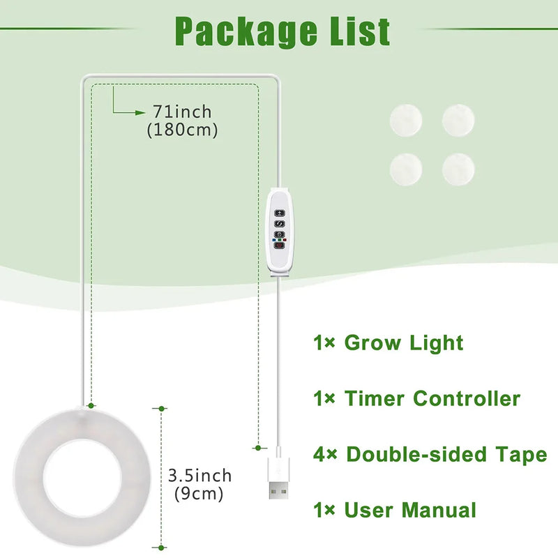 FloraHalo Pflanzenlampe | LED Pflanzenlampe Vollspektrum | 10 Helligkeitsstufen & Timer | Decken- & Unterbau-Halo-Licht für Zimmerpflanzen