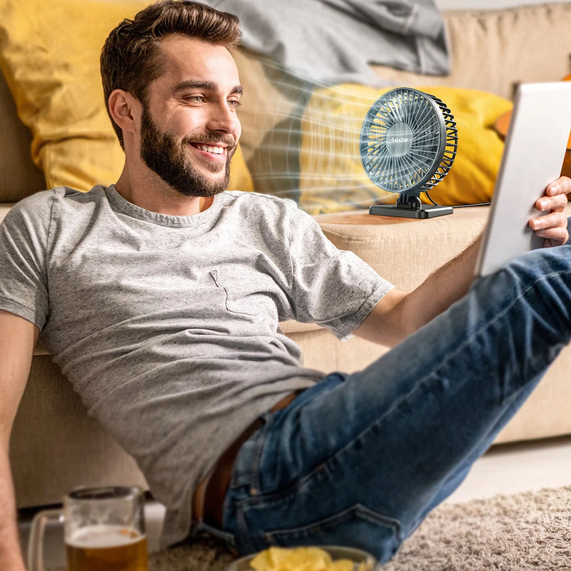 Brisano USB Tischventilator | 3 Geschwindigkeiten | Kompakt & Leise | Ideal für Büro, Auto & Reisen