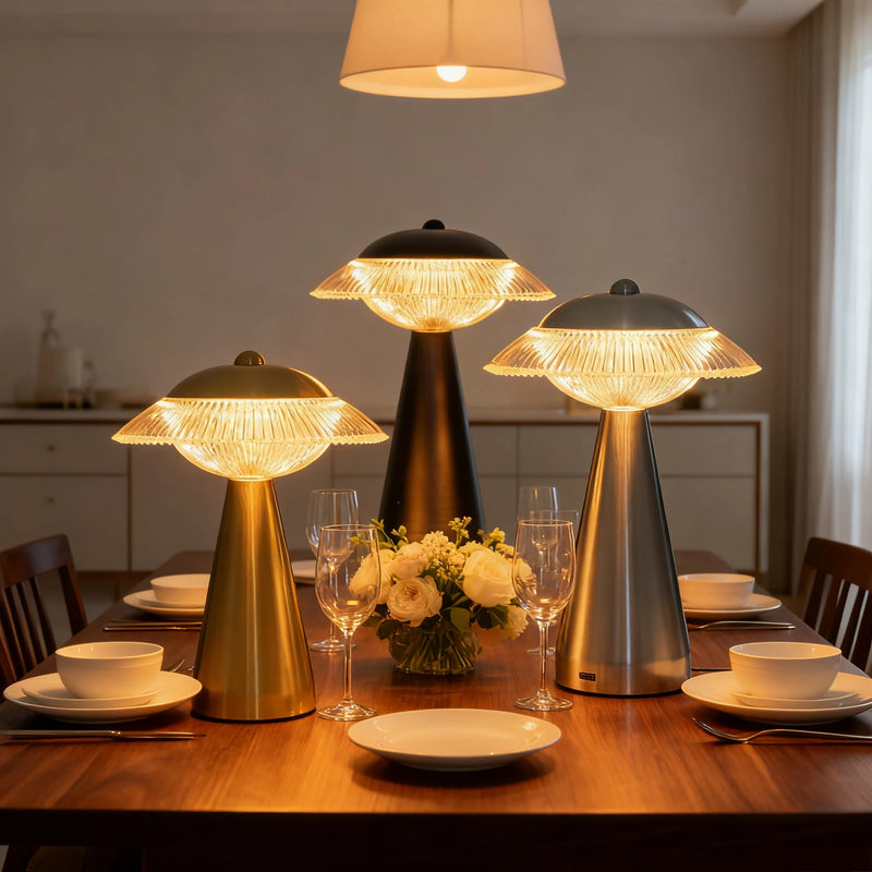 LED Tischlampe Aurelio | Touch-Steuerung & Stufenlos dimmbar | Wiederaufladbar | 3 Lichtfarben | Eisen & Acryl | 23 × 16 cm