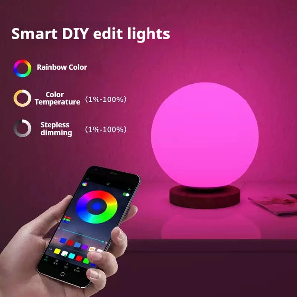 LumiCraft Touch-Tischlampe | USB-Wiederaufladbar | Warmweiß & RGB | Holz- & ABS-Design | 3W