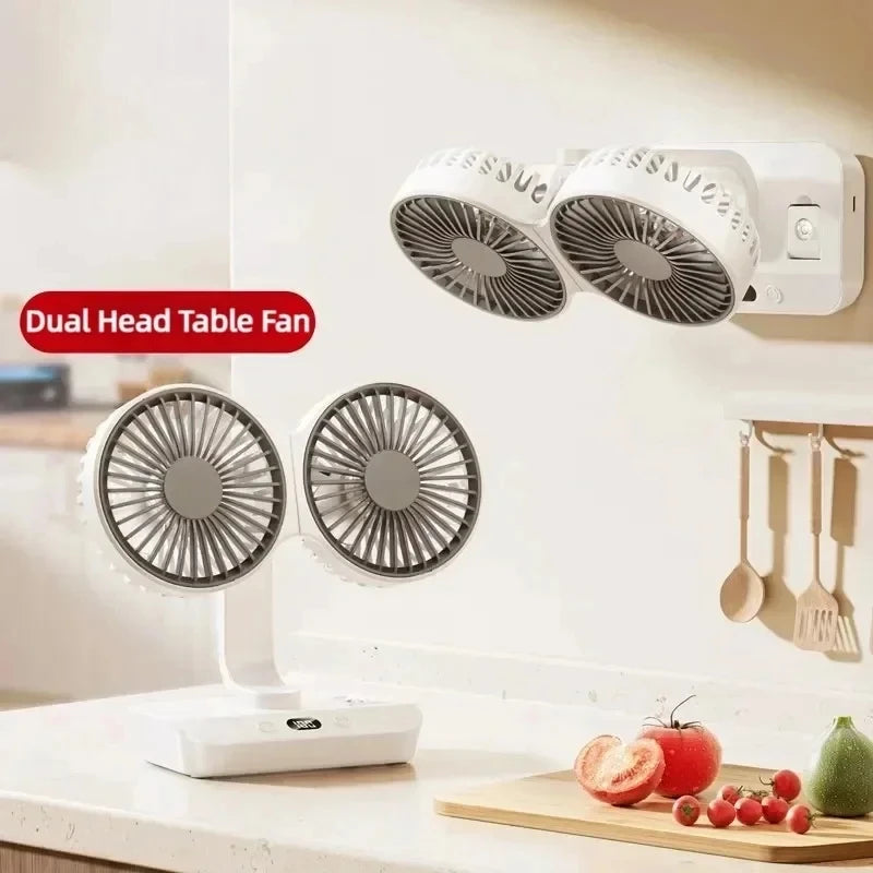 Brisano Tischventilator Kabellos | 8000mAh Akku | 90° Schwenkbar & 4-Stufen Wind | LED-Anzeige & USB-Ladung