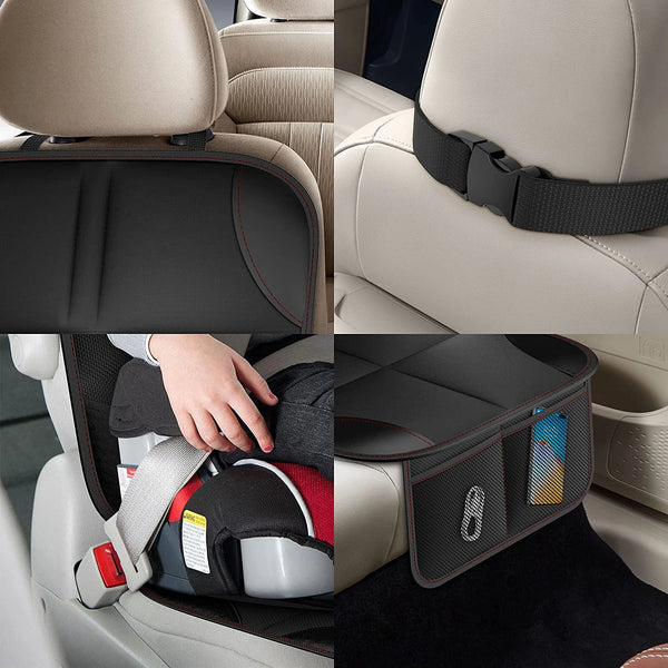 SafeRideGuard Autositzschutz für Kindersitze | Rutschfest mit Silikonnoppen & Aufbewahrungstaschen | Schutz vor Abnutzung, Kratzern & Flecken