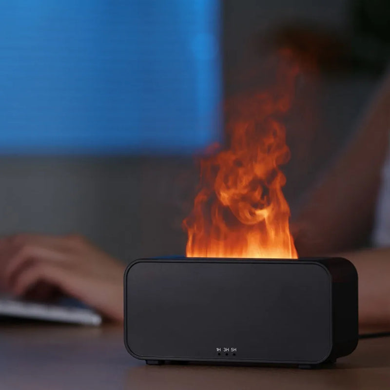 Flammen-Aromatherapie-Diffusor | Ultraschall-Luftbefeuchter mit LED-Flammeneffekt, Timer & Abschaltautomatik | USB 5V | Vulora