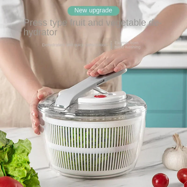 Salatschleuder Spinavera Pro | 3-in-1 Gemüsetrockner & Waschkörbchen | Hebeltechnik & Stopptaste | 21×16×15 cm