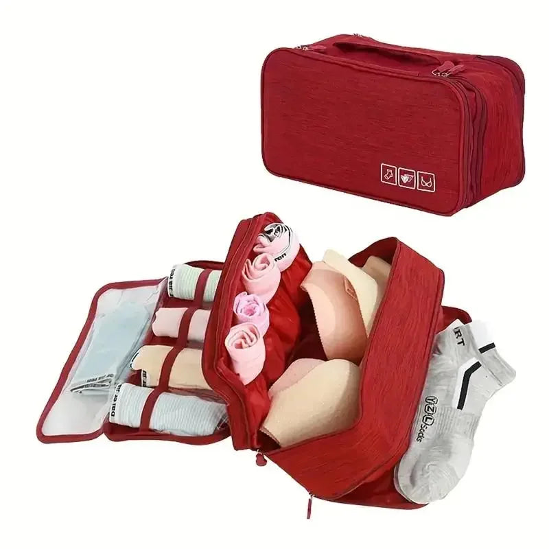 Packinna Faltbare Unterwäsche-Reisetasche aus wasserabweisendem Stoff | BH- & Slip-Organizer für Reisen | Gepäck-Organizer für Damen & Herren | Wäschetasche mit Fächern