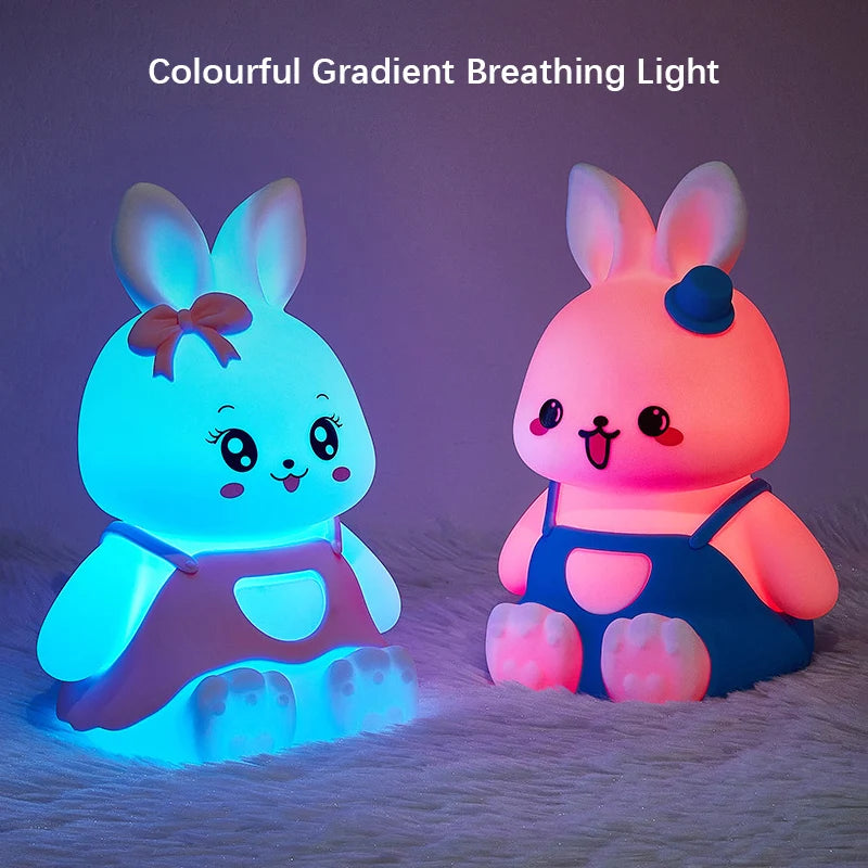 LumiHasi Kinder Nachtlicht Hase | 5-Farbwechsel LED | Silikon & Tragbar | Für Babyzimmer & Camping