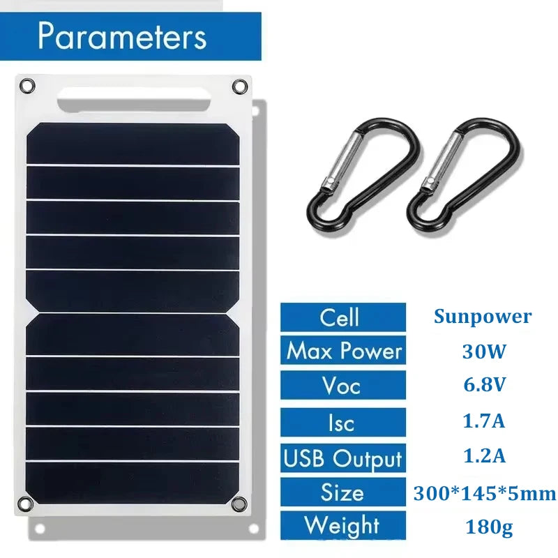 SolNova 30W Solarpanel | Ultraleicht & Wasserdicht | USB-Anschluss für Handy & Powerbank | Outdoor & Camping