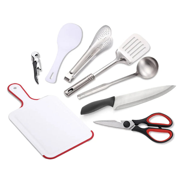 TerraChef AdventureKit Camping Küchen-Set 9-teilig | Inkl. Aufbewahrungstasche | Edelstahl Outdoor-Kochzubehör | Für Camping, Wandern & BBQ
