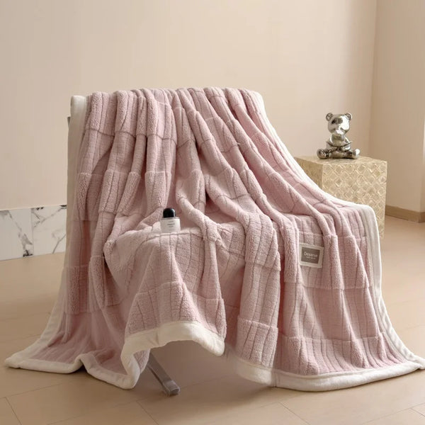 Veluvina Jacquard-Decke | Doppelseitige Yunxi-Velours Kuscheldecke | Hochwertige Winterdecke aus Coral Fleece | Warm, Weich & Luxuriös für Sofa & Bett