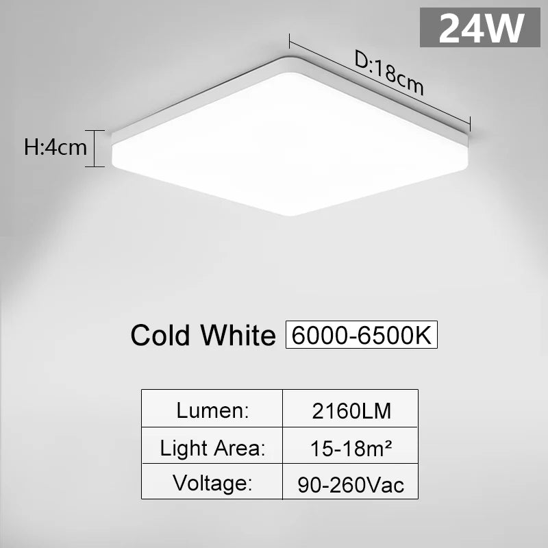 LumiSquare LED Deckenleuchte | Ultra-Flach & Modern | 18W/24W/36W/48W | Warm-, Neutral- & Kaltweiß