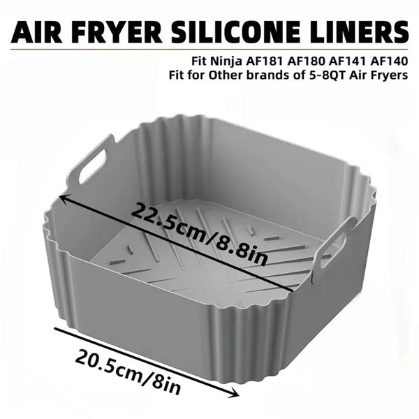 CrispEase | Silikon-Einsatz für Heißluftfritteusen | Wiederverwendbar & Antihaft | Ø 22,5 cm | Für 5–8 QT Modelle