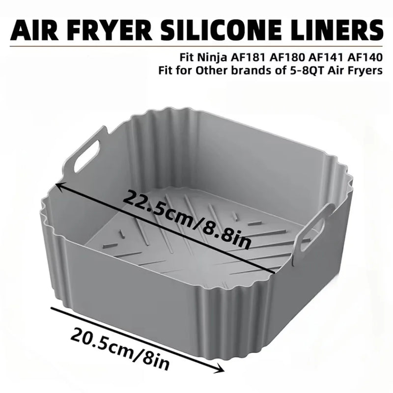 CrispEase | Silikon-Einsatz für Heißluftfritteusen | Wiederverwendbar & Antihaft | Ø 22,5 cm | Für 5–8 QT Modelle