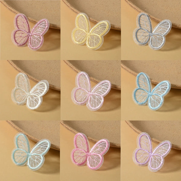 Bestickte Schmetterlings-Applikationen ColorWing | 20 Stück | 4,5 x 4 cm | Bunte Netzoptik | Zum Aufnähen