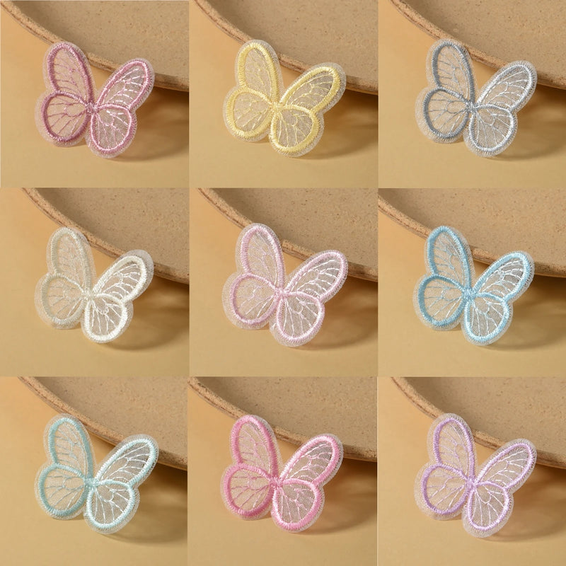 Bestickte Schmetterlings-Applikationen ColorWing | 20 Stück | 4,5 x 4 cm | Bunte Netzoptik | Zum Aufnähen