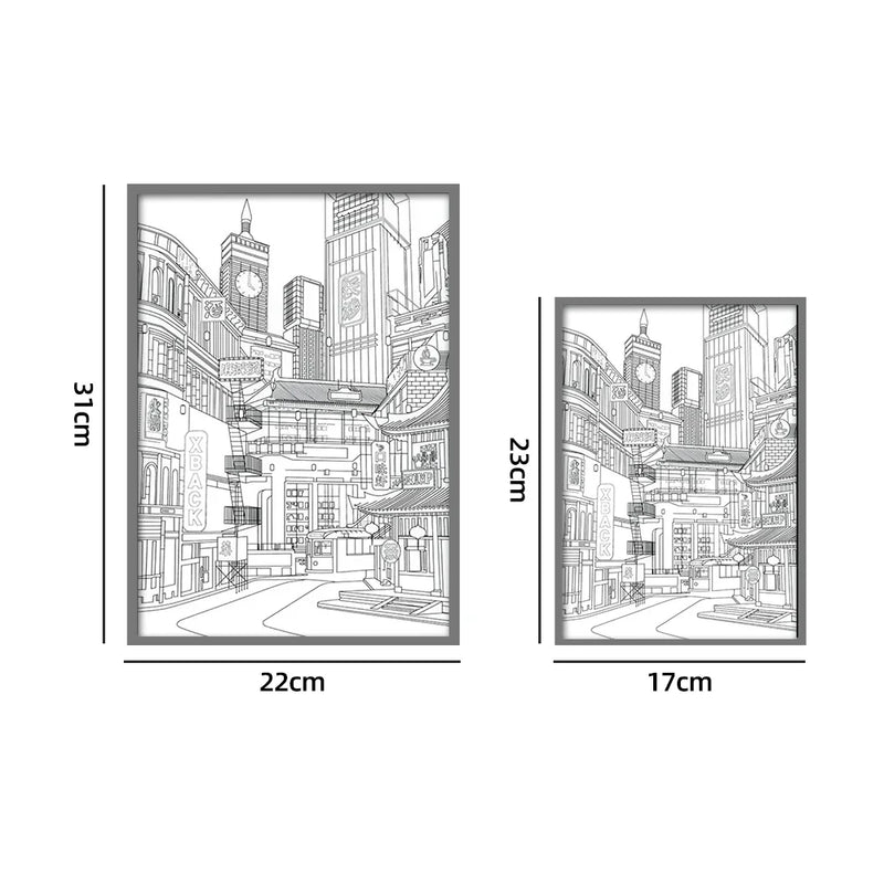 LumiArt | LED Wandbild Lampe | Romantische Stadt-Nachtansicht | 3 Lichtfarben dimmbar | USB | Blendenfreier Rahmen