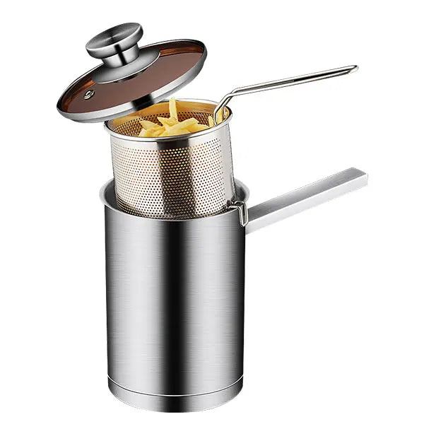 Frittier-Topf Kujira ProFry | Edelstahl-Topf mit Sieb & Deckel | Für Tempura, Pommes, Pasta & mehr | Ø ca. 24 cm