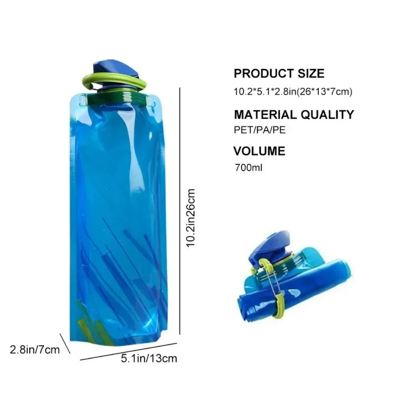 HydroTrek Flex Faltbare Trinkflasche 700 ml | Ultraleichte Soft-Wasserflasche mit Griff & Haken – Ideal für Camping & Outdoor
