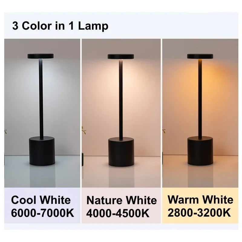 LUMORA LED-Tischlampe | Dimmbar & Kabellos | Wiederaufladbar | Aluminium
