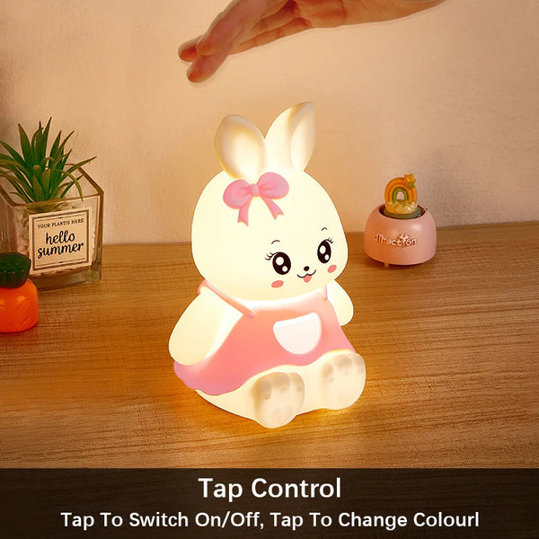 LumiHasi Kinder Nachtlicht Hase | 5-Farbwechsel LED | Silikon & Tragbar | Für Babyzimmer & Camping