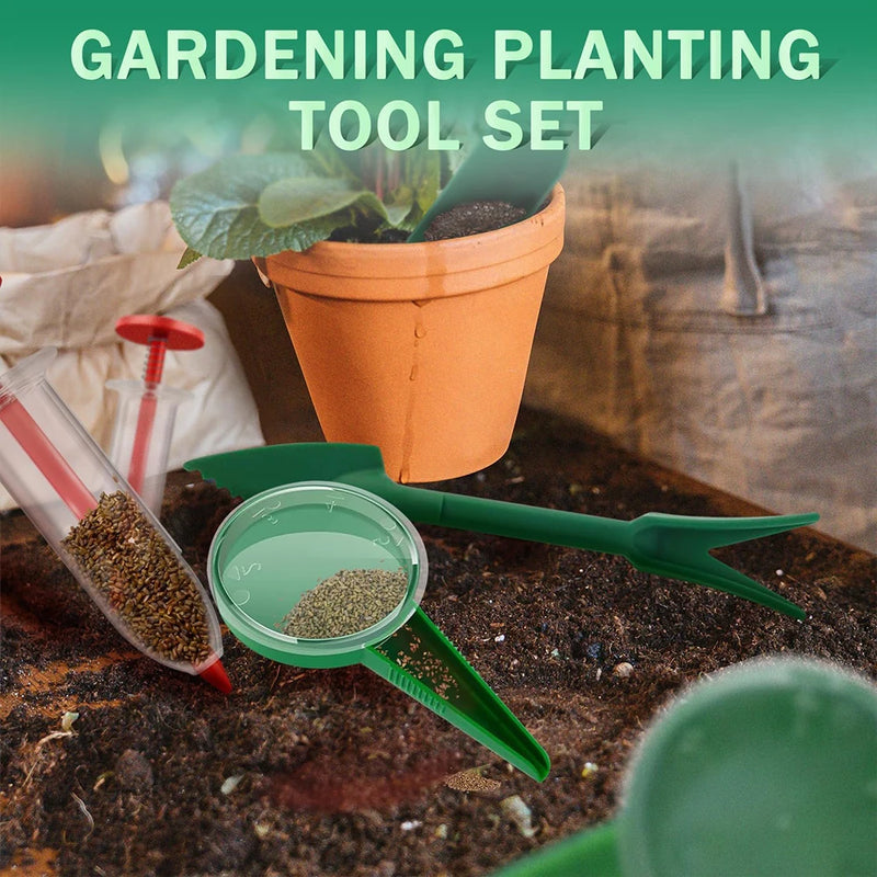 GartenProfiX Saathelfer Set 4/7-teilig | Pflanzhilfe mit 12-Loch Säschablone | Wasserdicht & Stabil | Gartenwerkzeug für präzises Säen