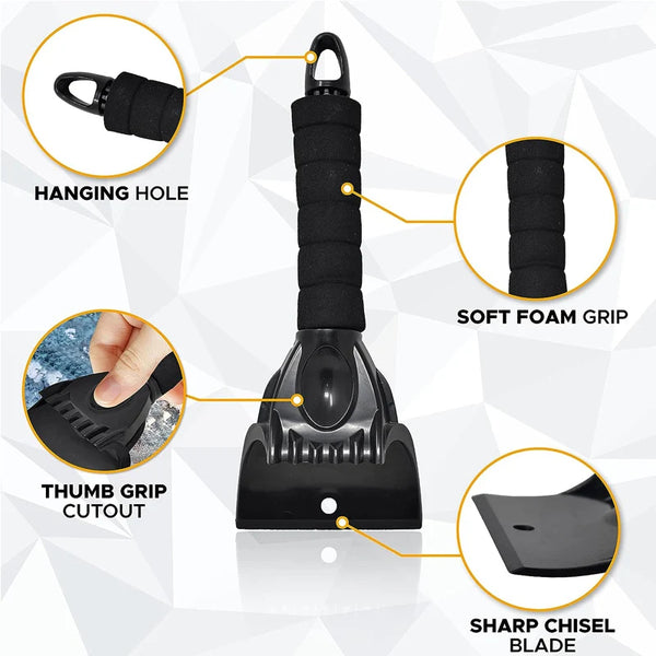 FrostGuard Eiskratzer mit Handschuh | Wasserdicht & Gefüttert | Kratzfrei | Schneeschaufel für Auto & Frontscheibe