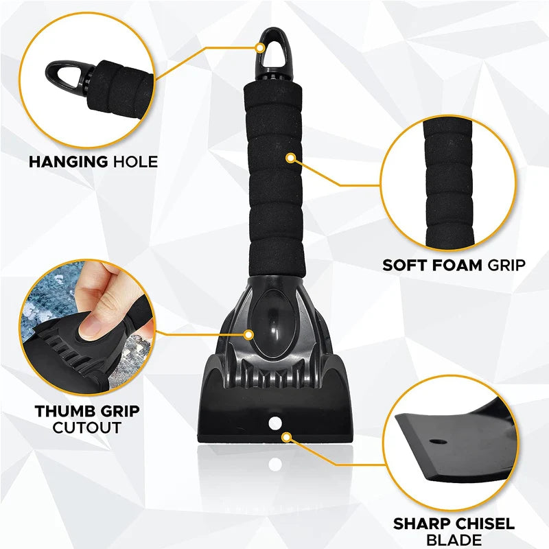 FrostGuard Eiskratzer mit Handschuh | Wasserdicht & Gefüttert | Kratzfrei | Schneeschaufel für Auto & Frontscheibe
